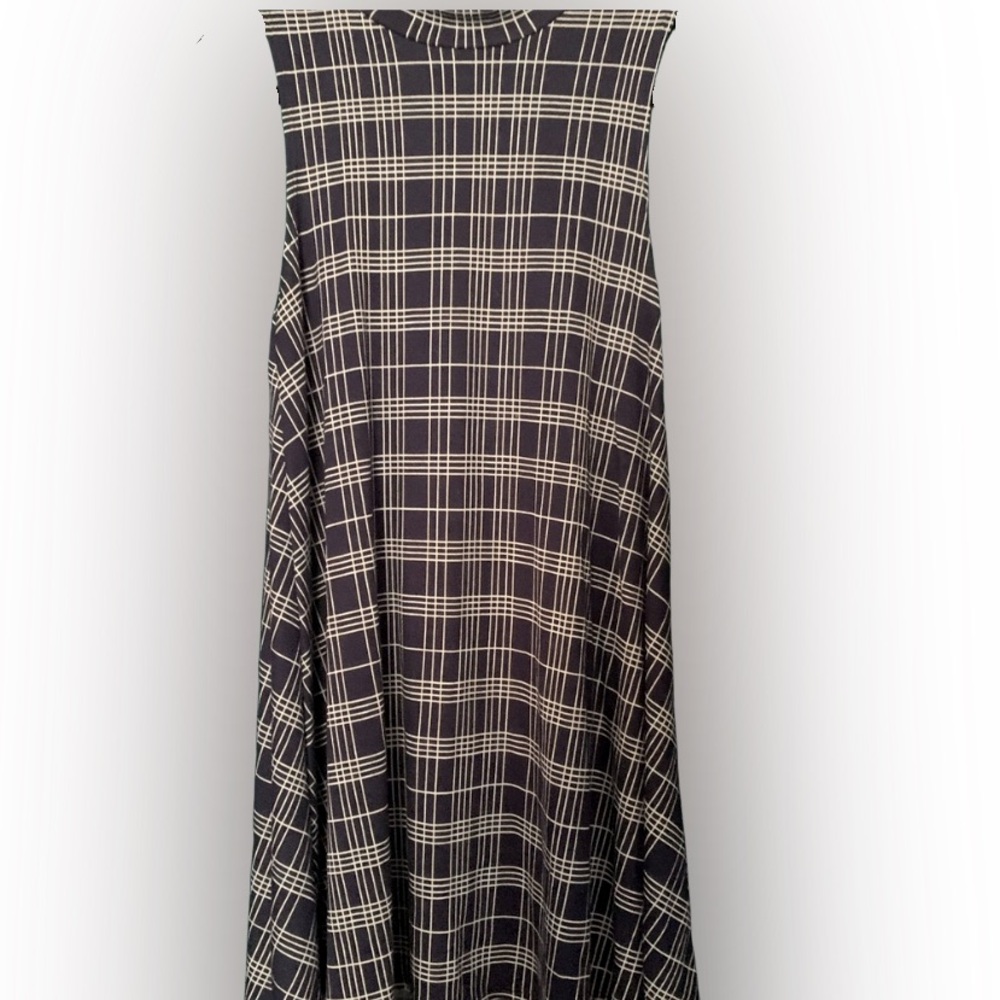 Love Chelsey Retro Navy and White Plaid Midi Tent Dress 60s 70s Inspo
